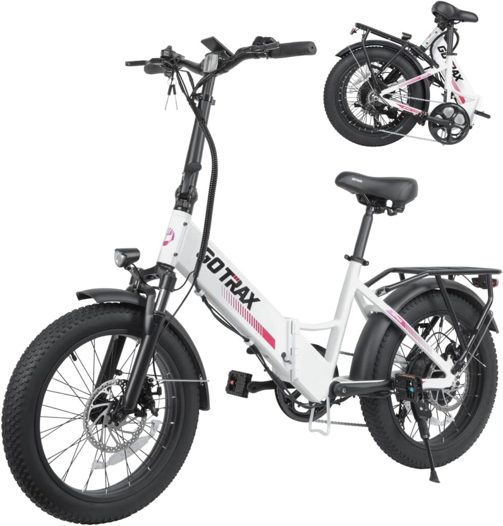 Gotrax 20 Folding Electric Bike with 55 Miles (Pedal-assist1) by 48V Battery, 20Mph Power by 500W, LCD Display and 5 Pedal-Assist Levels, Shimano 7-SpeedFront Suspension for Off-Road Bicycle