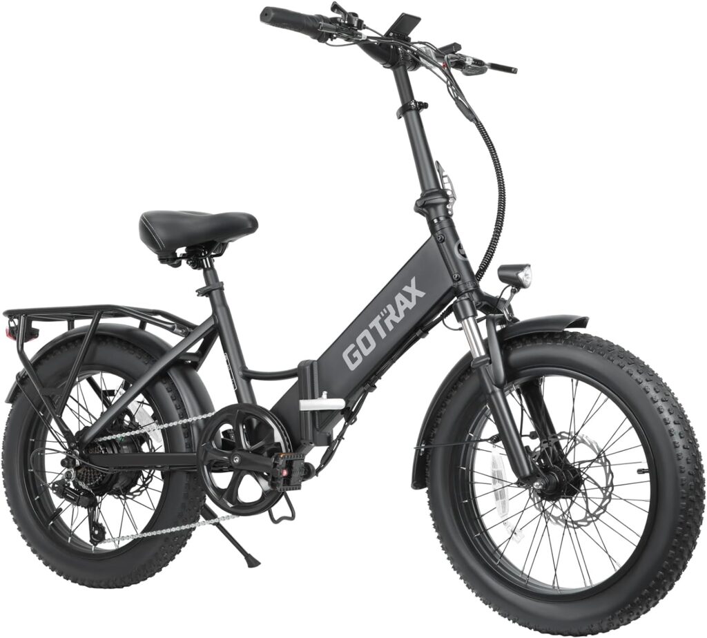 Gotrax 20 Folding Electric Bike with 55 Miles (Pedal-assist1) by 48V Battery, 20Mph Power by 500W, LCD Display and 5 Pedal-Assist Levels, Shimano 7-SpeedFront Suspension for Off-Road Bicycle