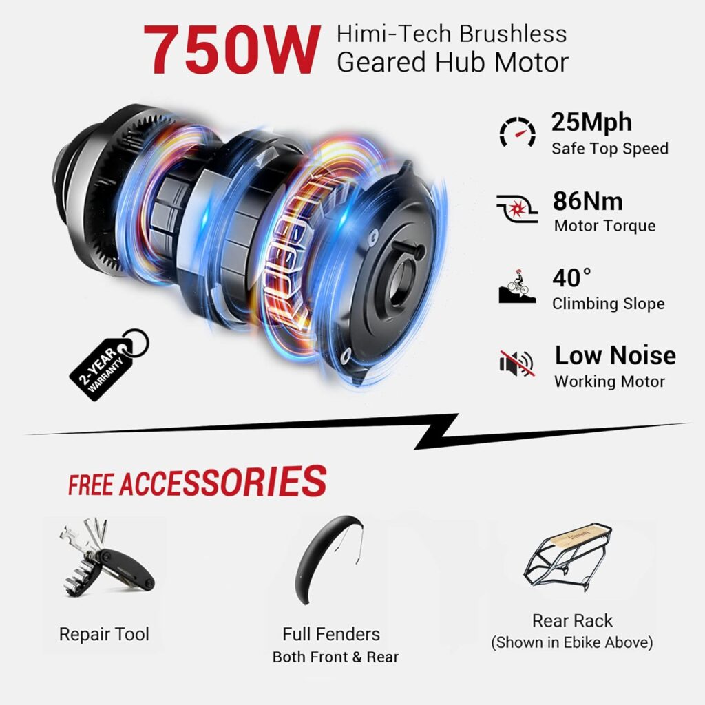 Himiway Zebra 26x4 Electric Bike, 80Miles Range 48V 20Ah Battery 750W Ebike, 400LBS Payload, 25MPH, 7 Speed