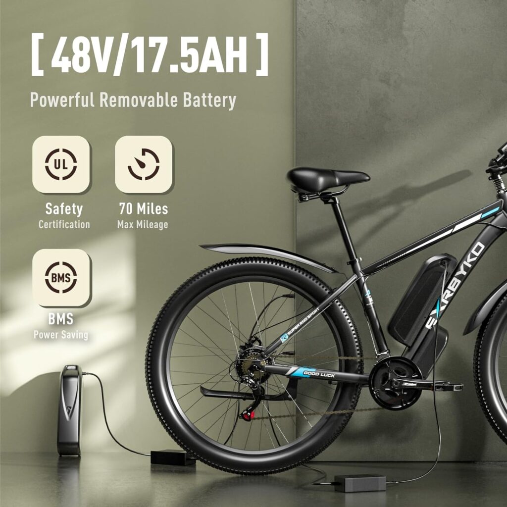 29” Electric Bike for Adults 48V 17.5AH 840WH Battery, 750W 34MPH Electric Mountain Bike, Up to 70 Miles Ebike with 21-Speed Gears, IP7 Waterproof Electric Bicycle E Bike for Commuter