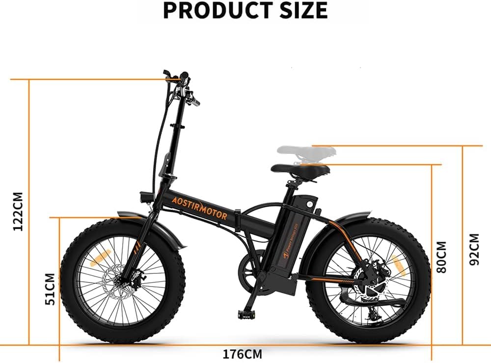 aostirmotor Folding Electric Bike 20 inch Fat Tire Electric Bicycle with 500W Motor 36V 13AH Removable Lithium Battery,ebike for Adults (A20(with Standard))