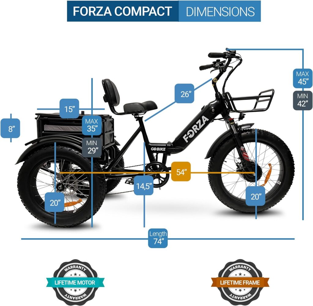 Forza Electric Bike, Electric Tricycle for Adults, 3 Wheel Bicicleta Electrica para Adultos