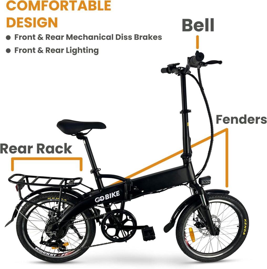 Futuro Foldable Lightweight Electric Bike - 35 Mile Range 48V 350W Motor Electric City Bike for Adults, Shimano 7 Speed Shift, Step Through Motorized Bike by GOBIKE