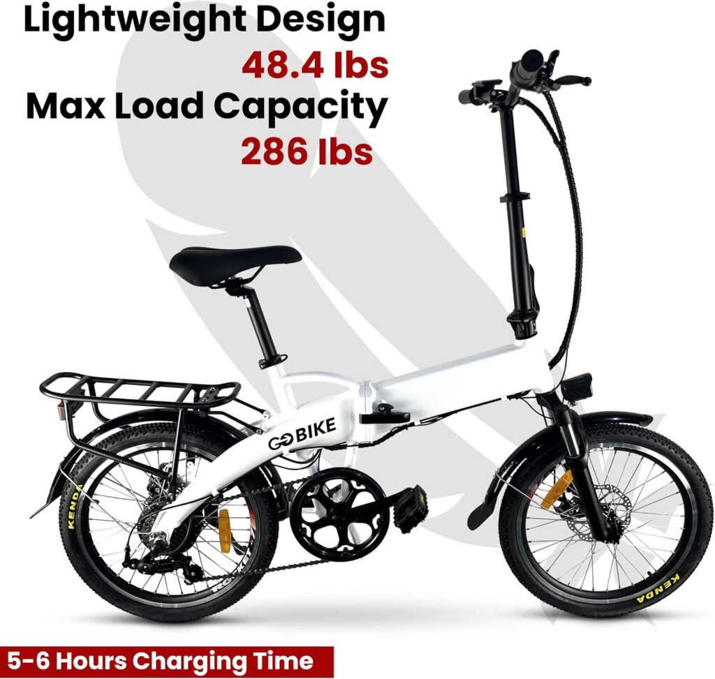 Futuro Foldable Lightweight Electric Bike - 35 Mile Range 48V 350W Motor Electric City Bike for Adults, Shimano 7 Speed Shift, Step Through Motorized Bike by GOBIKE