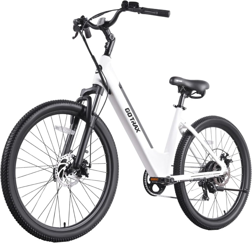 Gotrax 26 Electric Bike, Max Range 30Miles(Pedal-assist1)  15.5/20Mph Power by 250/350W, 3 Riding Modes  Adjustable Seat, 7-Speed  Front Shock Absorber, Commuter Electric Bicycle for Adults