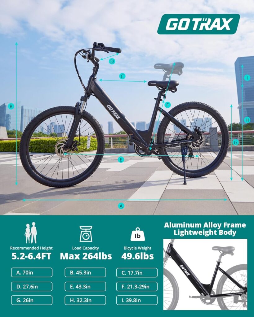 Gotrax 26 Electric Bike, Max Range 30Miles(Pedal-assist1)  15.5/20Mph Power by 250/350W, 3 Riding Modes  Adjustable Seat, 7-Speed  Front Shock Absorber, Commuter Electric Bicycle for Adults