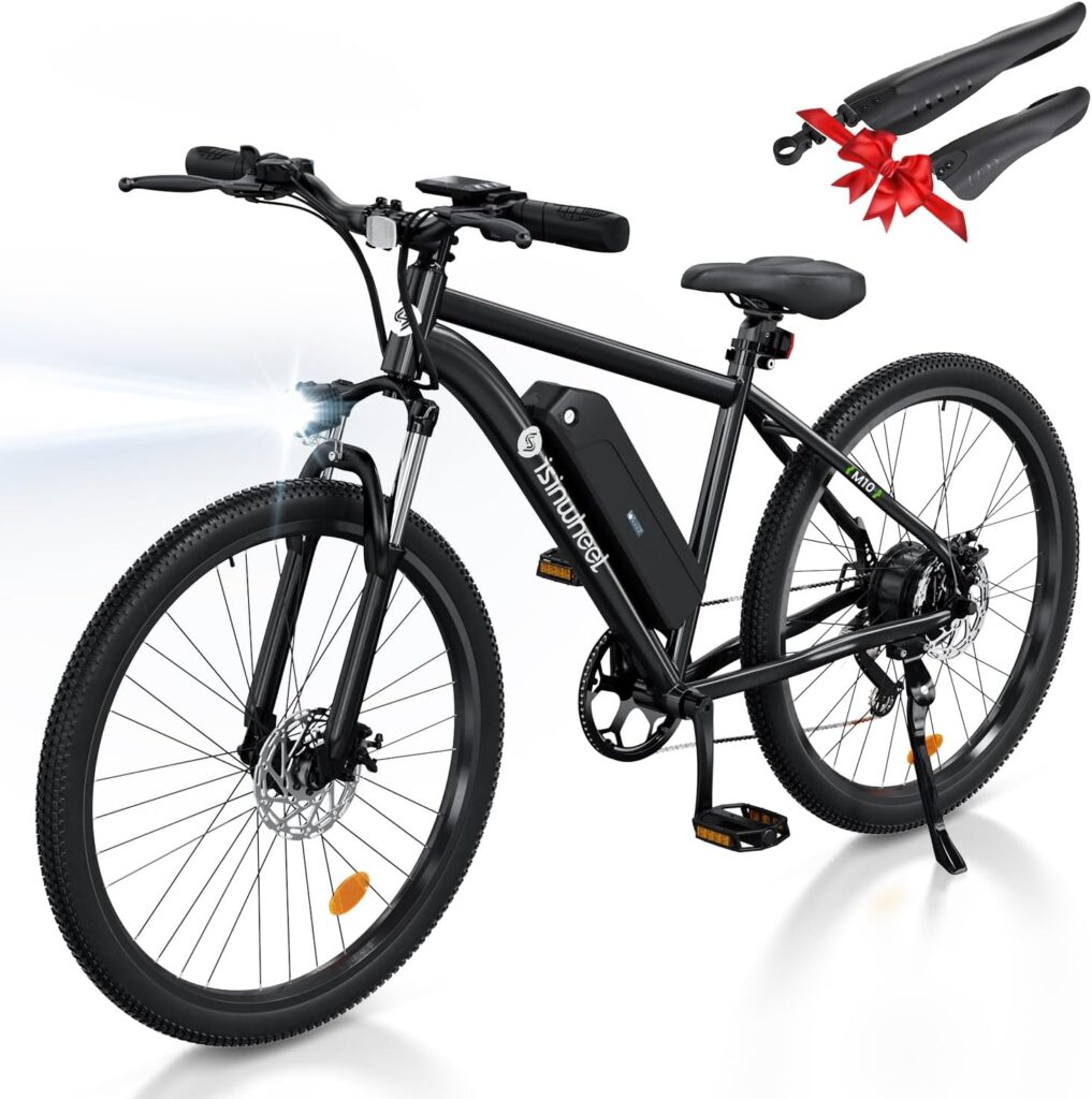 M10 Electric Bike Adult 500W, 26Commuting Electric Mountain Bike 20MPH Max Range 55+ Miles, 36V 374.4Wh Removable Battery, Professional 35-Speed, Front Fork Suspension Lightweight Electric Bicycle