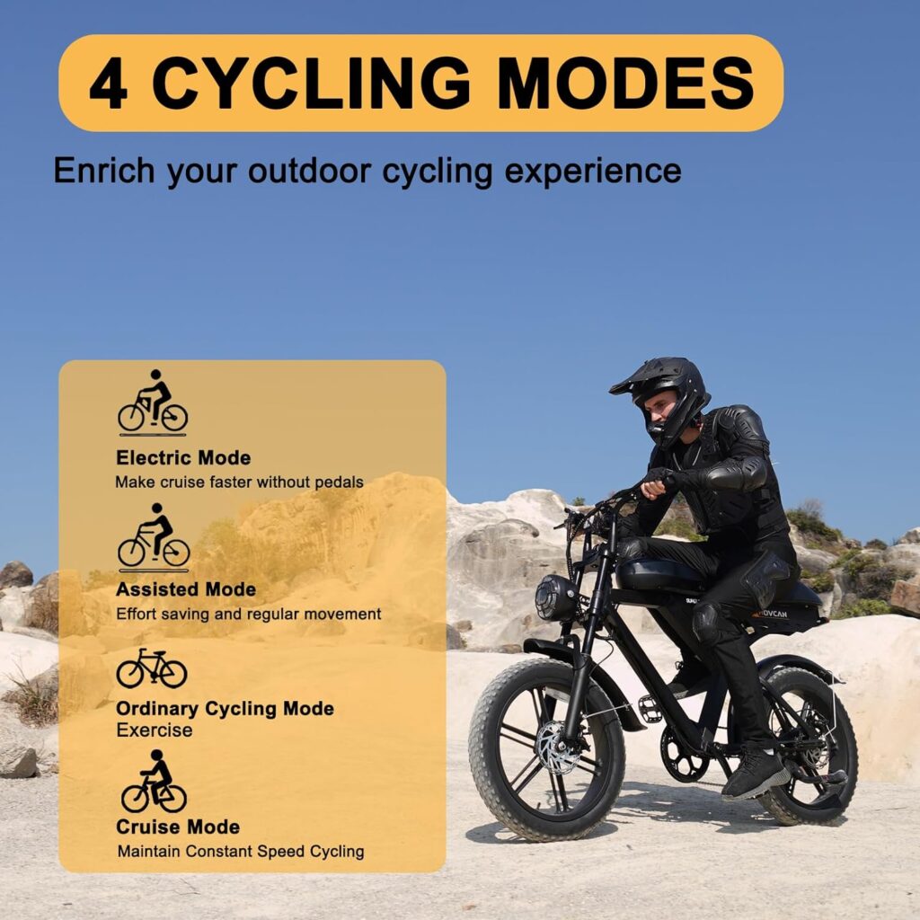 MOVCAN Electric Bike for Adult 1000W Motor 20 in Fat Tire Ebike,Up to 28MPH 70 Miles,15.6 AH Removable Battery, 7 Speed Gear Electric Motorcycle Bicycle