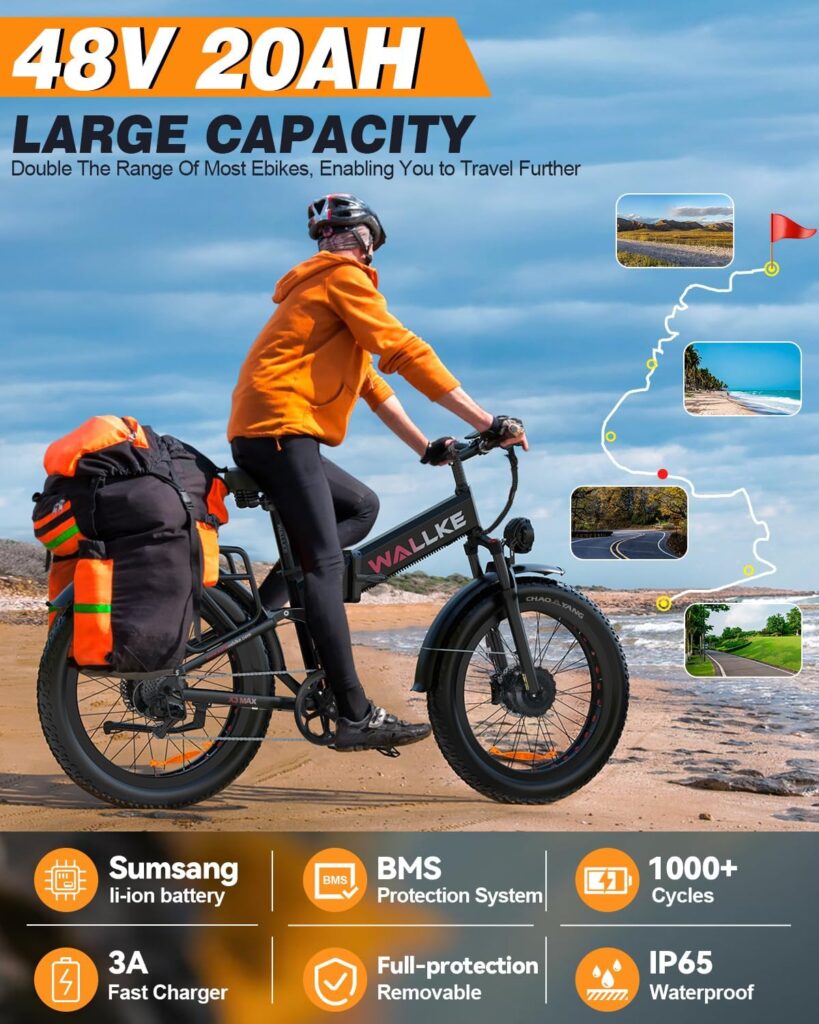 W Wallke X3 Pro Electric Bike 2000W Dual Motor/1200W Full Suspension 1056WH Foldable 26 Inch Fat Tire Mountain Ebikes Adults 34-35MPH Fast Electric Bicycle APP Control/Smart Display, UL2849 Certified