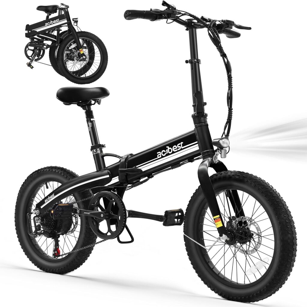 ACTBEST Electric Bike for Adults 750W Motor(Peak 850W),50Miles 22Mph Top Speed, 20 Fat Tire Folding Electric Bicycle, 48V 12Ah Removable Battery Ebike with 35 Speed and Seat Suspension,Speedy