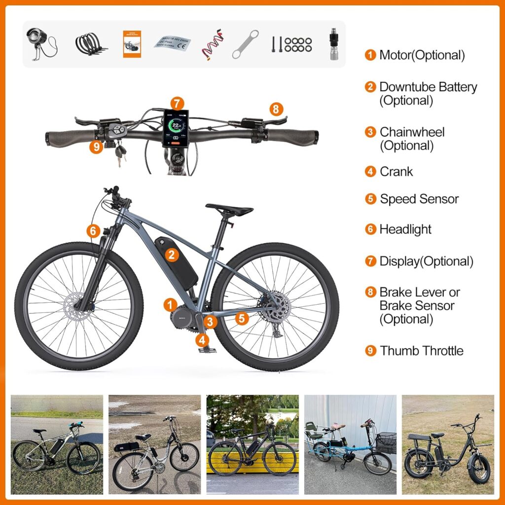 BAFANG 1000W Mid Drive Kit : BBS03 HD 52V 48V Motor with Battery (Optional), 8Fun M615 Motor with Display  Chainring for BB 68mm, G320 DIY Electric Bike Conversion Kit for Mountain Road Ebike