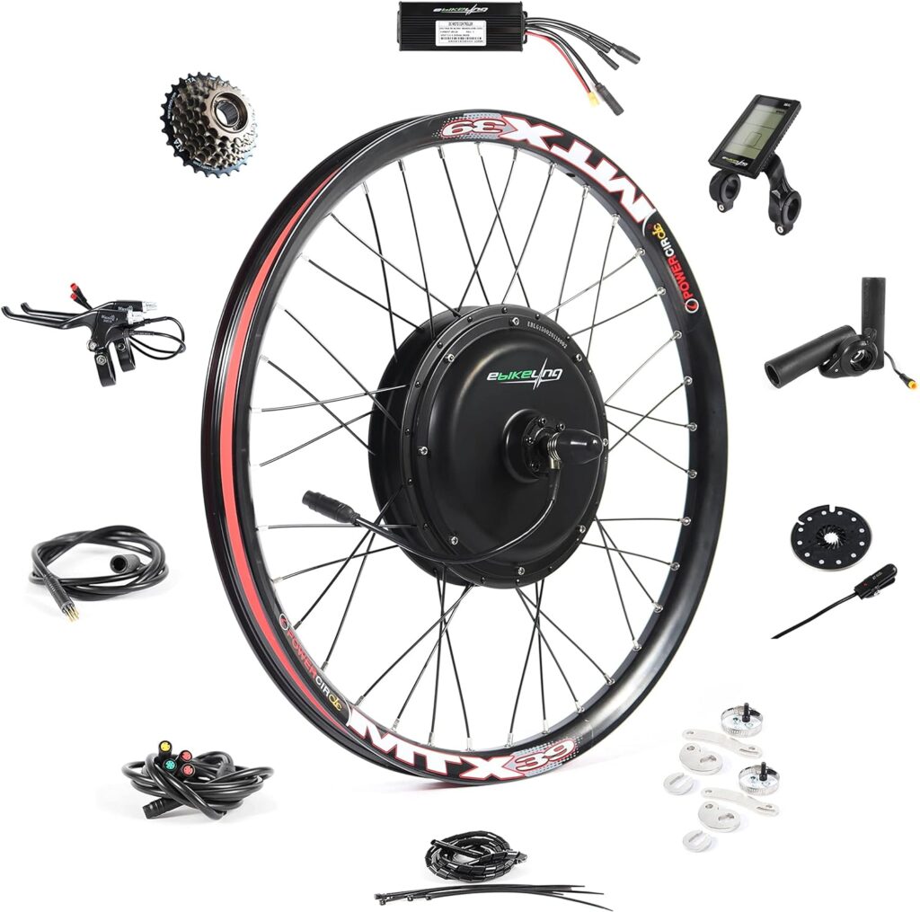 EBIKELING Waterproof Ebike Conversion Kit for Electric Bike 26 Rear Wheel Electric Bicycle Hub Motor Kit with Mountain Bike Rim1500W 1200W 750W 500W Electric Bike Conversion Kit