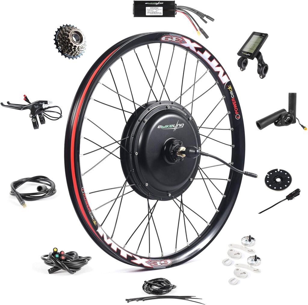 EBIKELING Waterproof Ebike Conversion Kit for Electric Bike 26 Rear Wheel Electric Bicycle Hub Motor Kit with Mountain Bike Rim1500W 1200W 750W 500W Electric Bike Conversion Kit