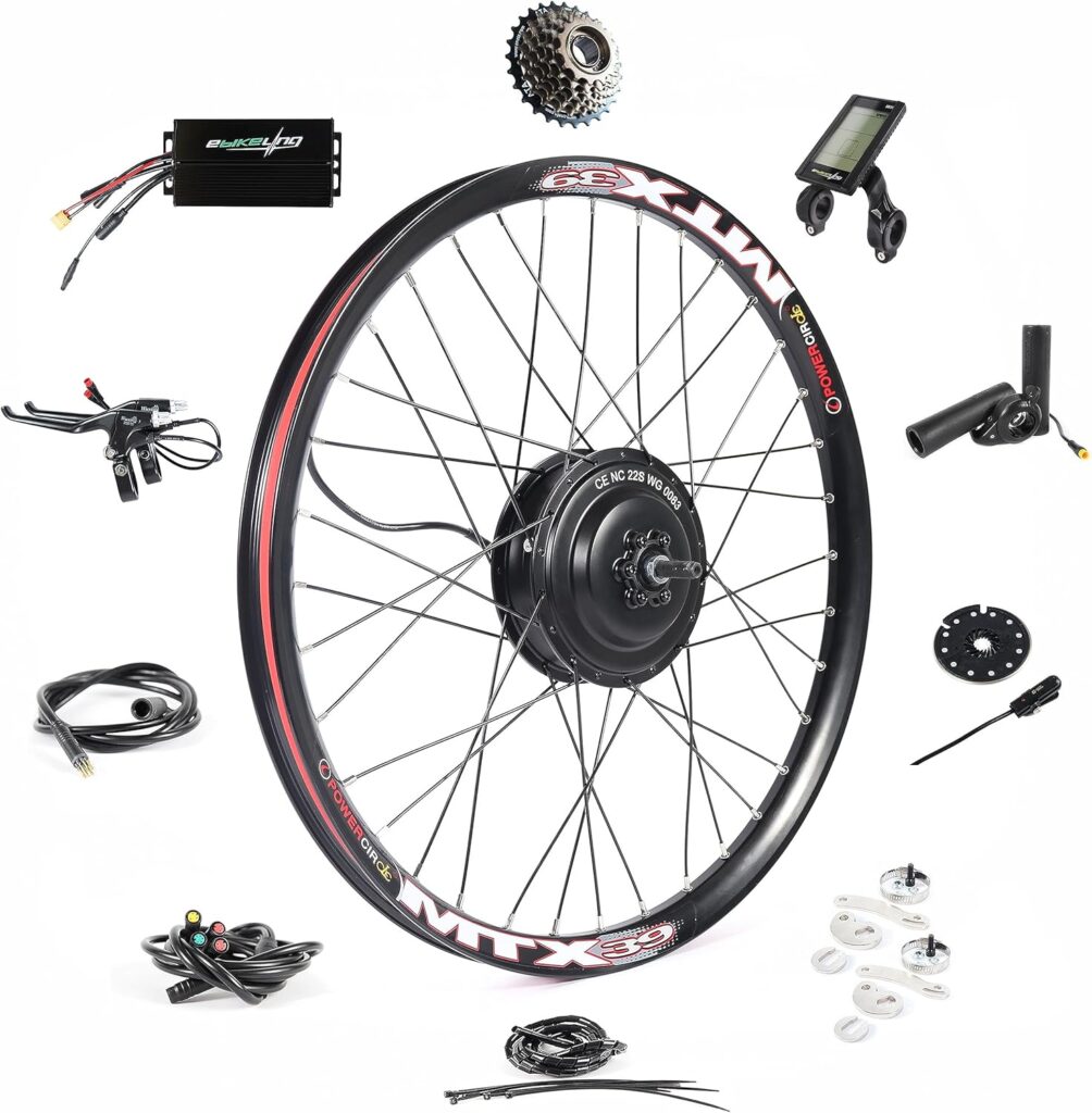 EBIKELING Waterproof Ebike Conversion Kit for Electric Bike 26 Rear Wheel Electric Bicycle Hub Motor Kit with Mountain Bike Rim1500W 1200W 750W 500W Electric Bike Conversion Kit