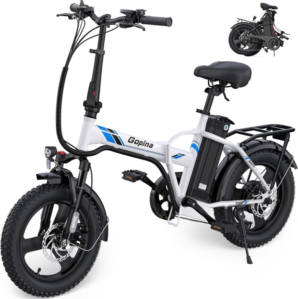 Folding Electric Bike for Adults, 16 x 3.0 Fat Tire Electric Bike, 350W Commuter Ebike Foldable, 20mph Electric Bicycle, 48V Removable Battery, Up to 40 Miles, Smart LCD Display, Professional 7 Speed